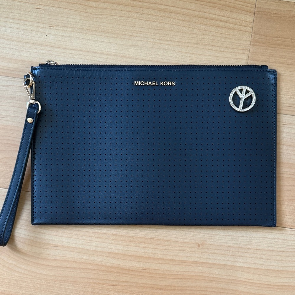 Michael Kors Navy Wristlet